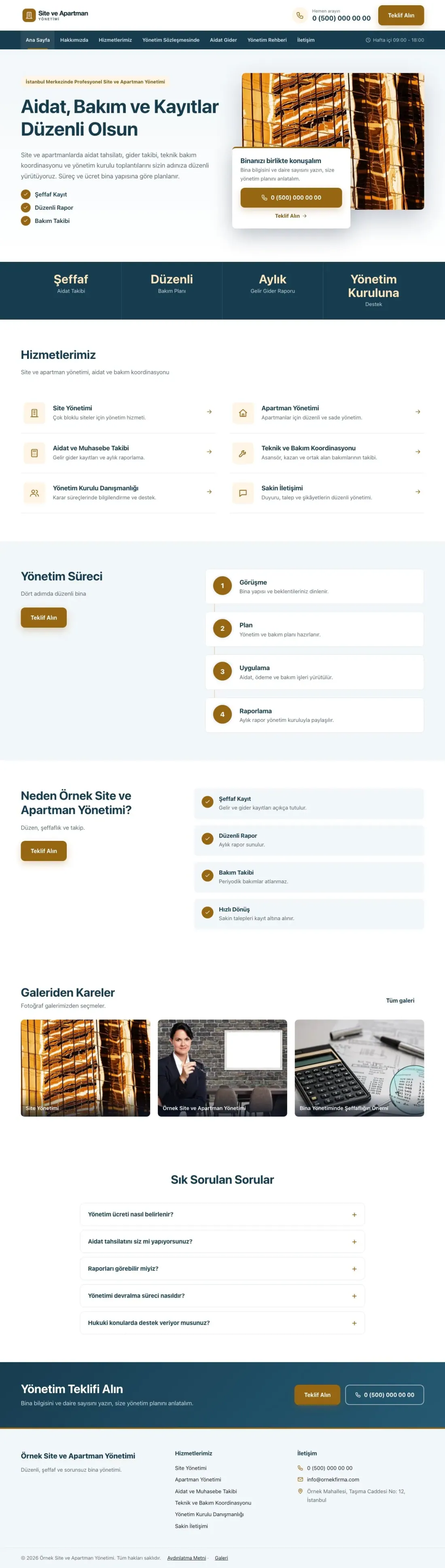 Site ve Apartman Yönetimi için Bölünmüş Mavi Turuncu – Site ve Apartman Yönetimi Web Sitesi ana sayfa görünümü
