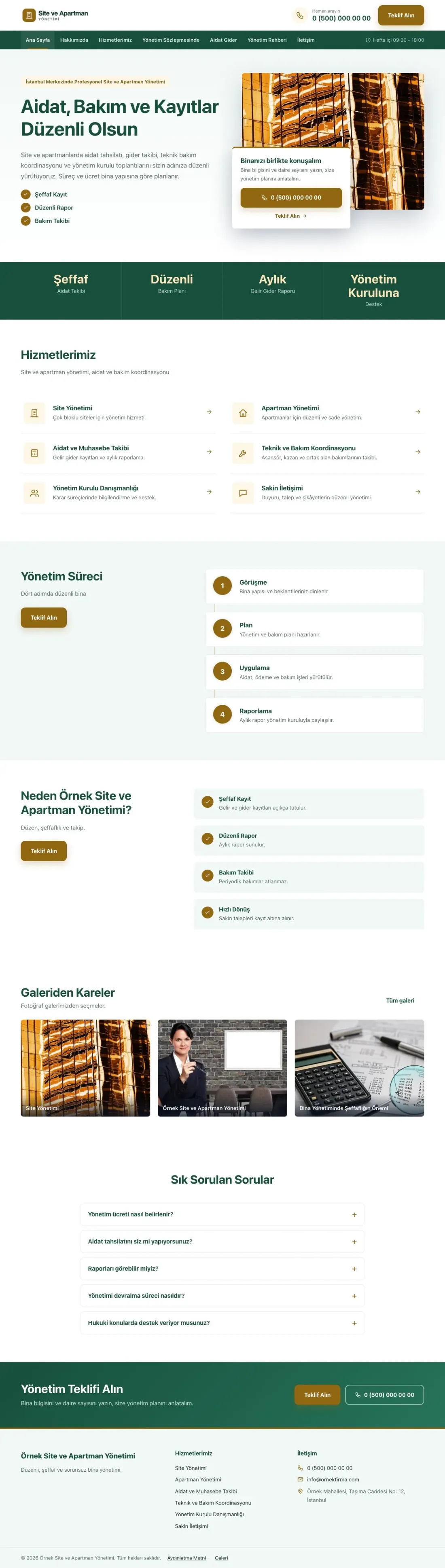 Site ve Apartman Yönetimi için Bölünmüş Petrol Amber – Site ve Apartman Yönetimi Web Sitesi ana sayfa görünümü