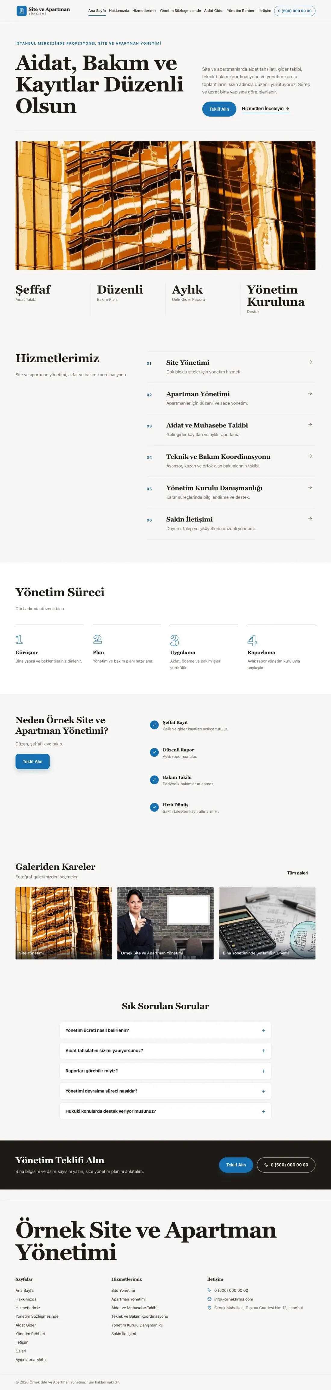 Site ve Apartman Yönetimi için Dergi Editoryal Kahve Mavi – Site ve Apartman Yönetimi Web Sitesi ana sayfa görünümü