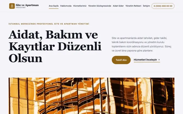 Site ve Apartman Yönetimi için Dergi Editoryal Lacivert Turuncu – Site ve Apartman Yönetimi Web Sitesi ana sayfa görünümü