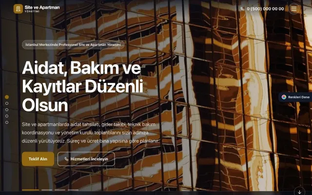 Site ve Apartman Yönetimi için Tam Ekran Kahve Amber – Site ve Apartman Yönetimi Web Sitesi ana sayfa görünümü