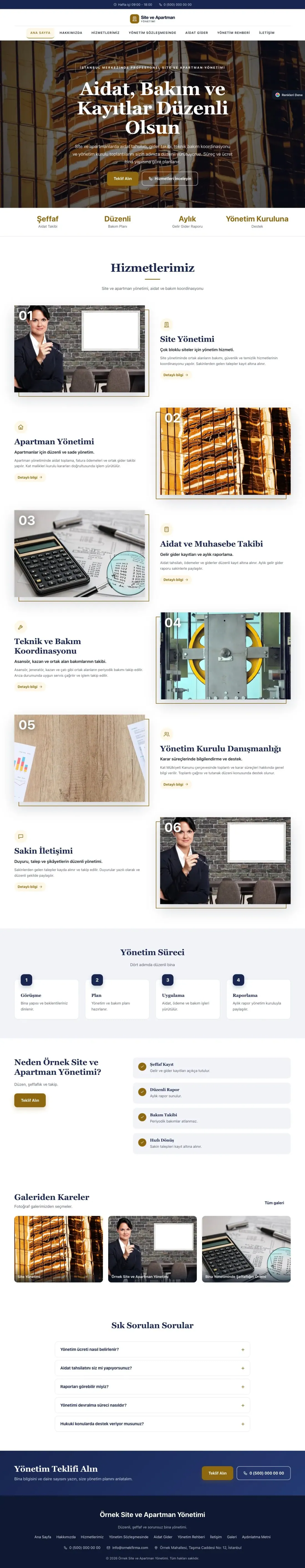 Site ve Apartman Yönetimi için Zigzag Lacivert Amber – Site ve Apartman Yönetimi Web Sitesi ana sayfa görünümü