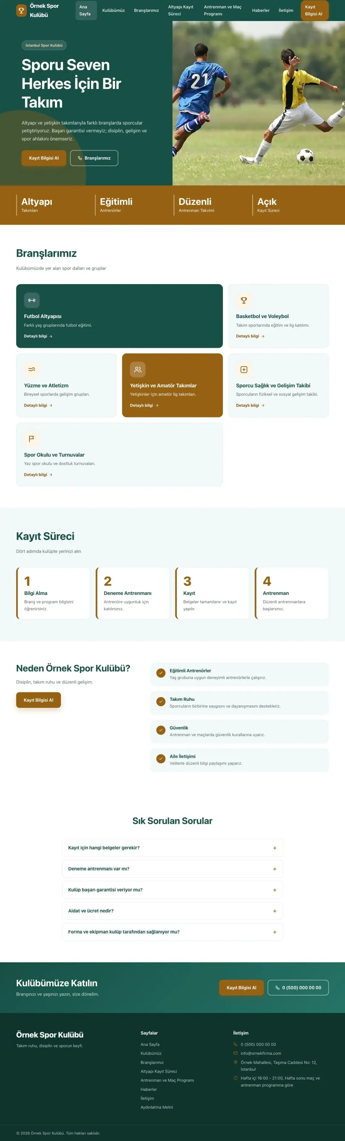 Spor Kulübü için Blok Petrol Turuncu – Spor Kulübü Web Sitesi ana sayfa görünümü