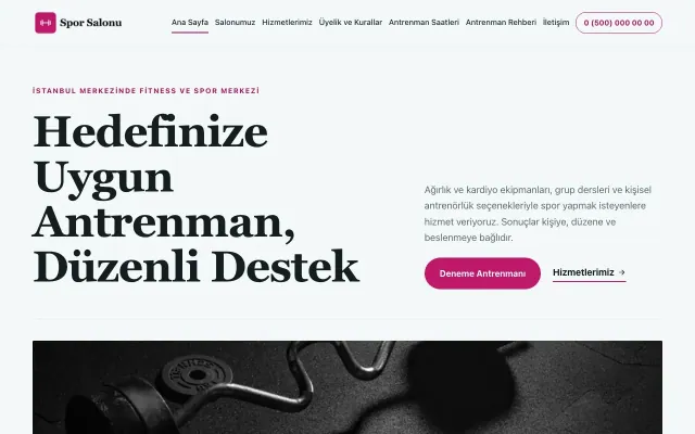 Editoryal Petrol Pembe – Spor Salonu Web Sitesi ana sayfa görünümü