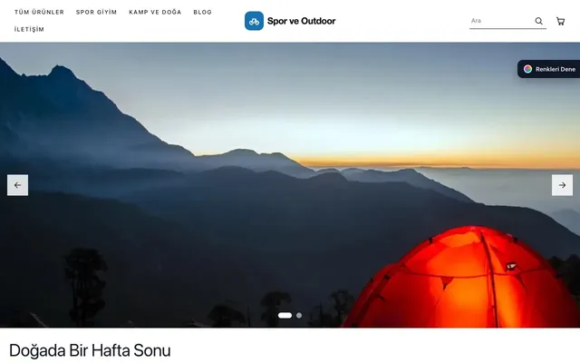 Spor ve Outdoor için Galeri Lacivert Mavi – Spor ve Outdoor E-ticaret Sitesi ana sayfa görünümü