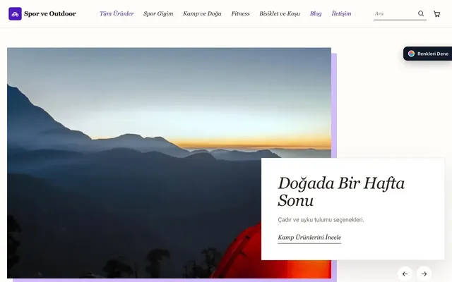 Spor ve Outdoor için Lookbook Kahve Mor – Spor ve Outdoor E-ticaret Sitesi ana sayfa görünümü