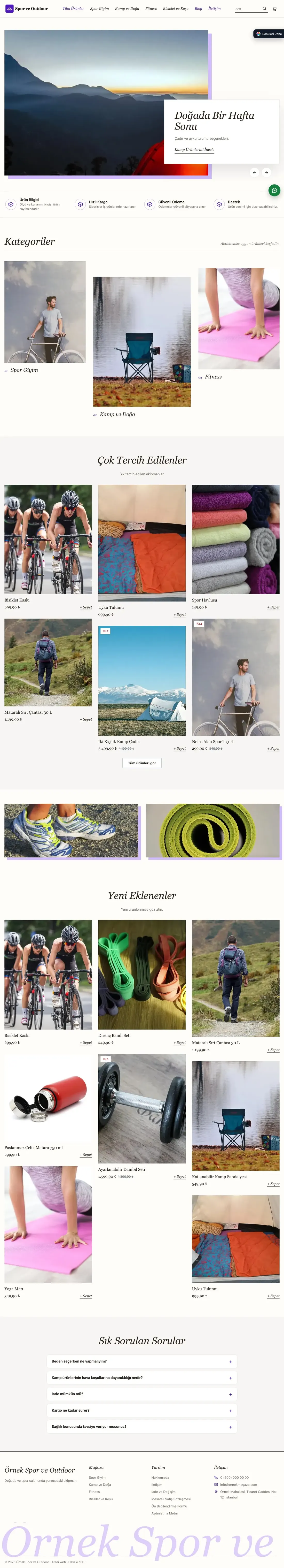 Spor ve Outdoor için Lookbook Kahve Mor – Spor ve Outdoor E-ticaret Sitesi ana sayfa görünümü