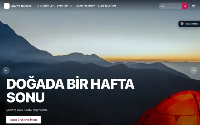 Spor ve Outdoor için Sahne Bordo Pembe – Spor ve Outdoor E-ticaret Sitesi ana sayfa görünümü