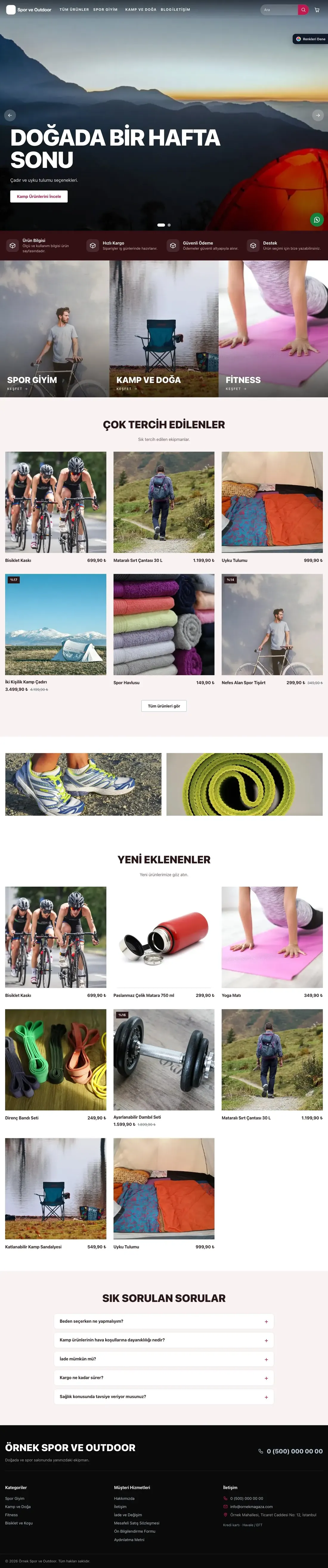 Spor ve Outdoor için Sahne Bordo Pembe – Spor ve Outdoor E-ticaret Sitesi ana sayfa görünümü