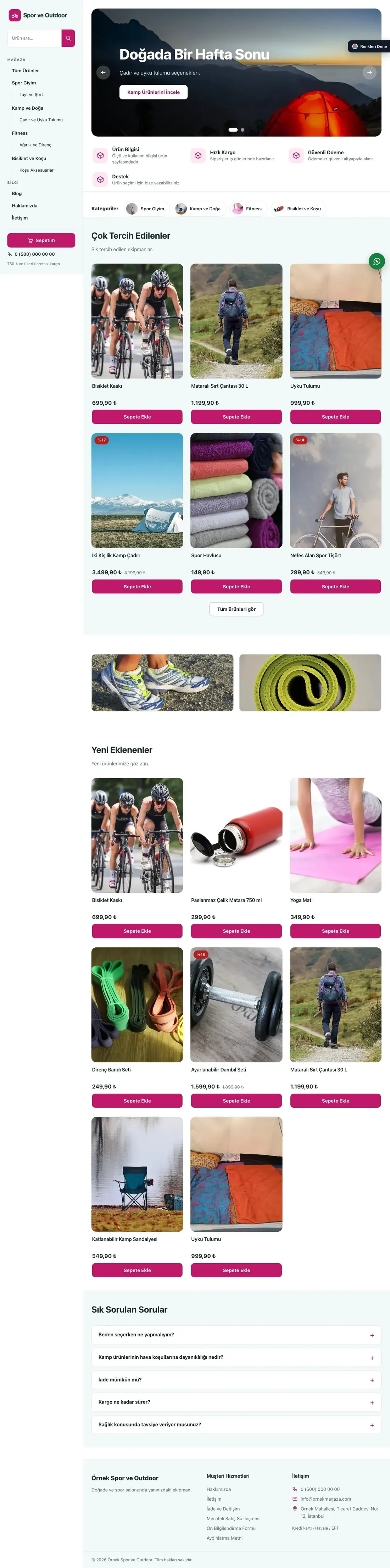 Spor ve Outdoor için Yan Menü Petrol Pembe – Spor ve Outdoor E-ticaret Sitesi ana sayfa görünümü
