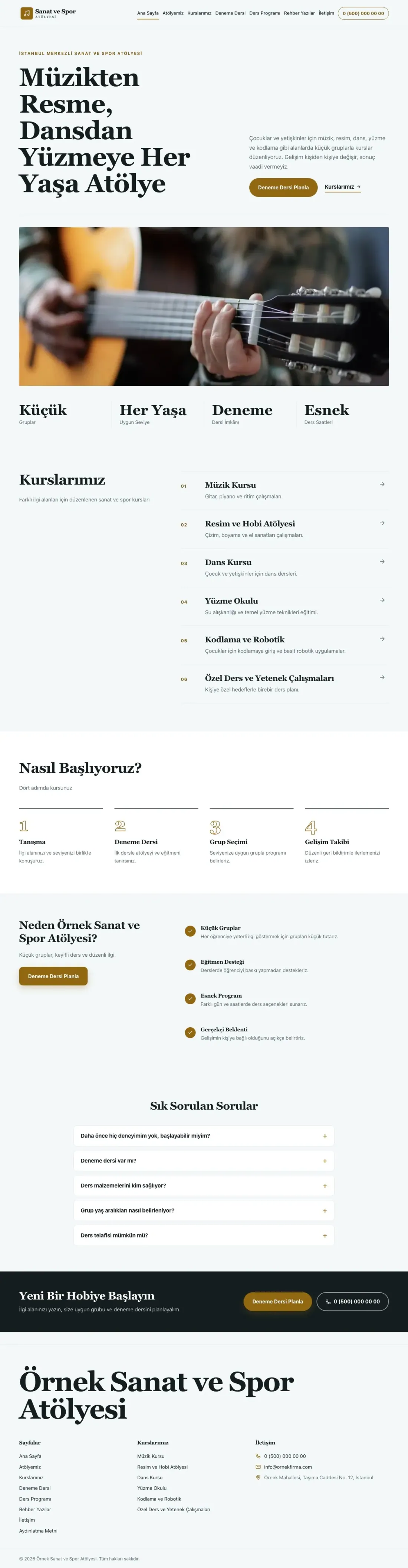 Editoryal Petrol Amber – Spor ve Sanat Kursu Web Sitesi ana sayfa görünümü