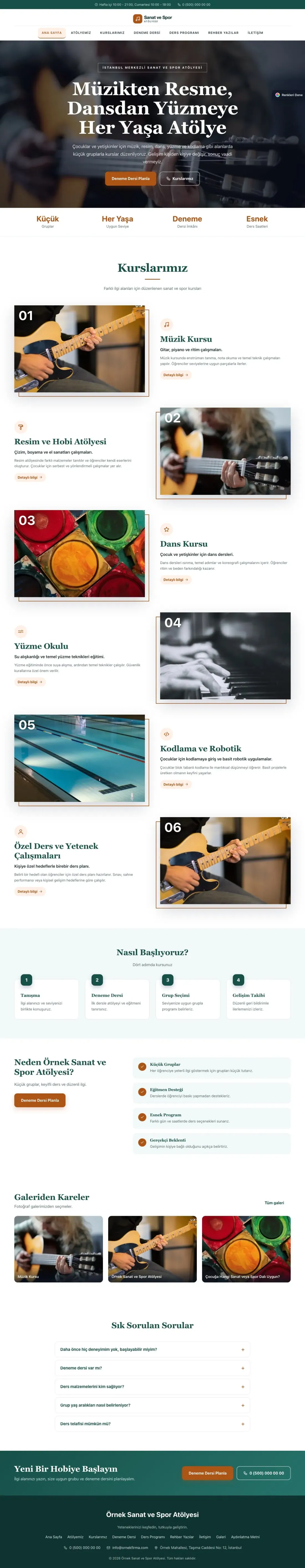 Spor ve Sanat Kursu için Zigzag Petrol Turuncu – Spor ve Sanat Kursu Web Sitesi ana sayfa görünümü