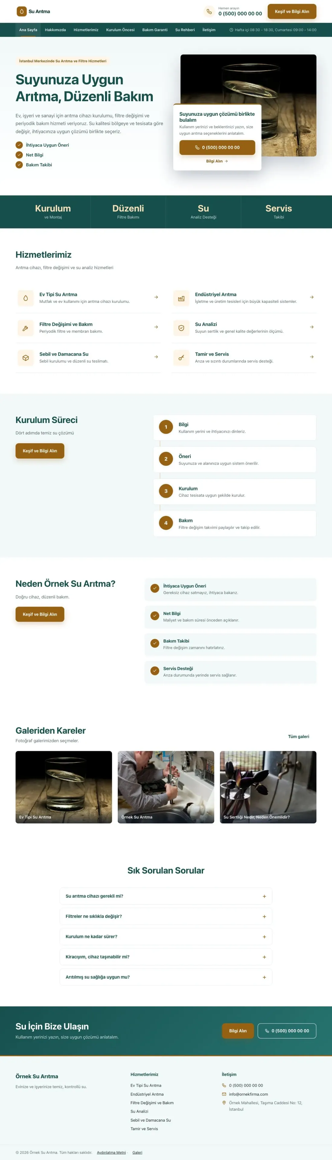 Su Arıtma için Bölünmüş Petrol Turuncu – Su Arıtma Web Sitesi ana sayfa görünümü