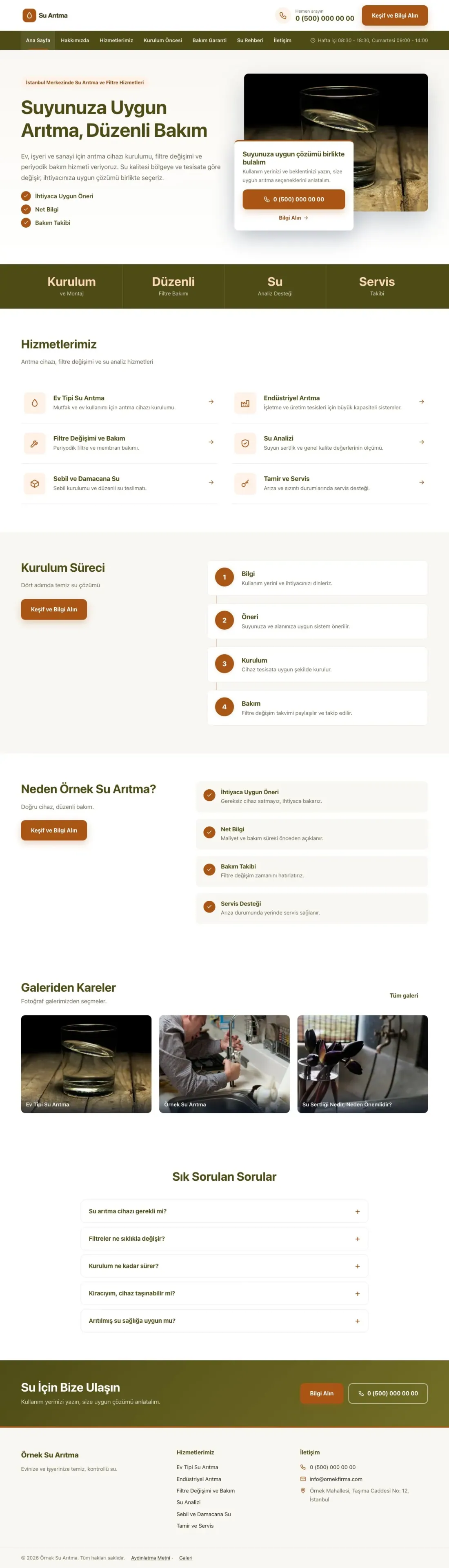Su Arıtma için Bölünmüş Zeytin Turuncu – Su Arıtma Web Sitesi ana sayfa görünümü