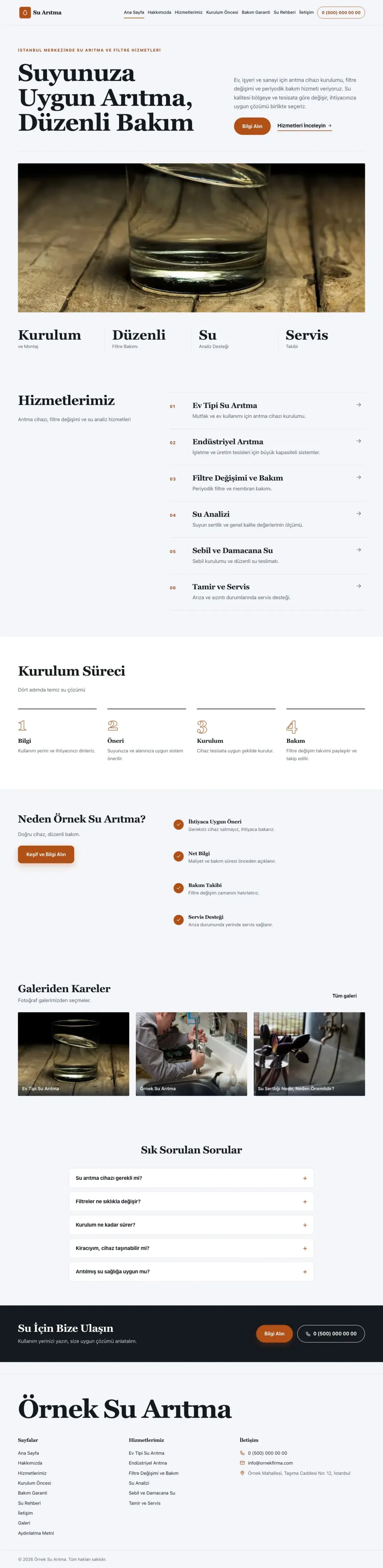 Su Arıtma için Dergi Editoryal Mavi Turuncu – Su Arıtma Web Sitesi ana sayfa görünümü