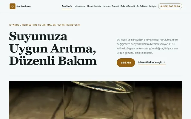 Su Arıtma için Dergi Editoryal Petrol Turuncu – Su Arıtma Web Sitesi ana sayfa görünümü