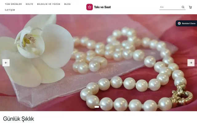 Takı ve Saat için Galeri Yeşil Pembe – Takı ve Saat E-ticaret Sitesi ana sayfa görünümü
