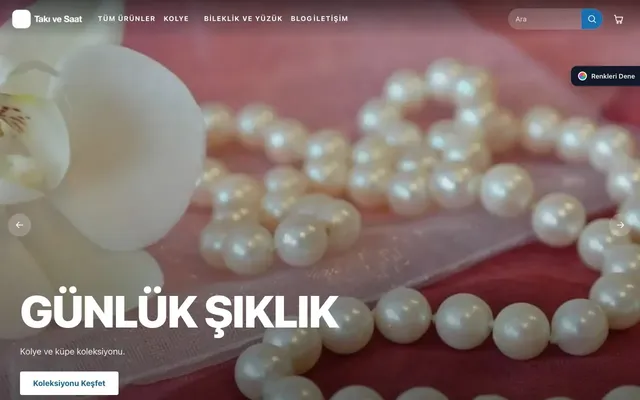 Takı ve Saat için Sahne Lacivert Mavi – Takı ve Saat E-ticaret Sitesi ana sayfa görünümü