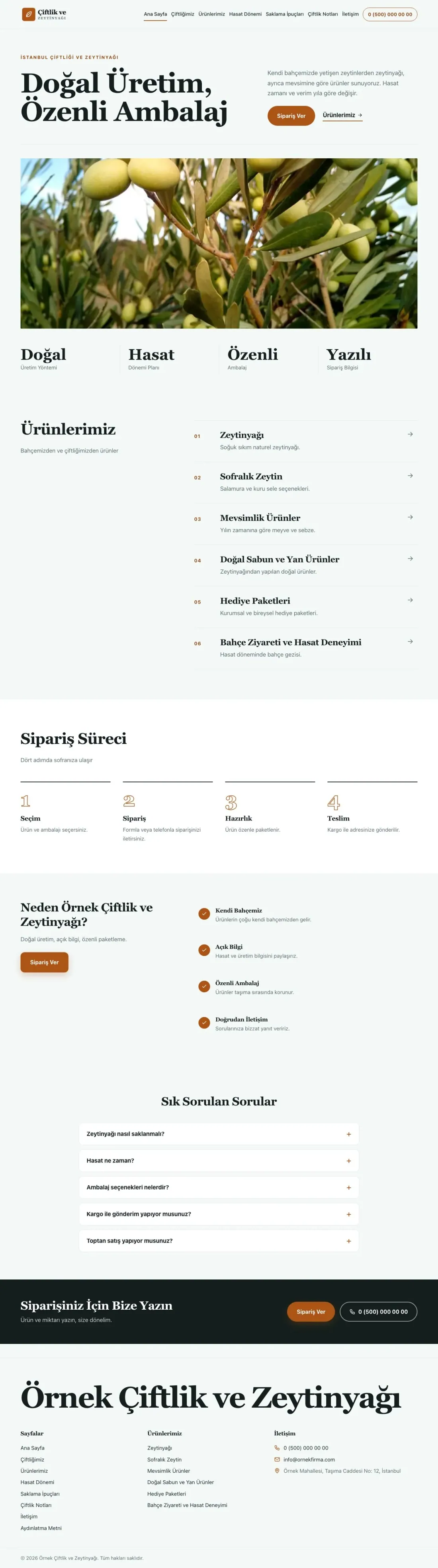 Editoryal Petrol Turuncu – Tarım ve Zeytinyağı Web Sitesi ana sayfa görünümü