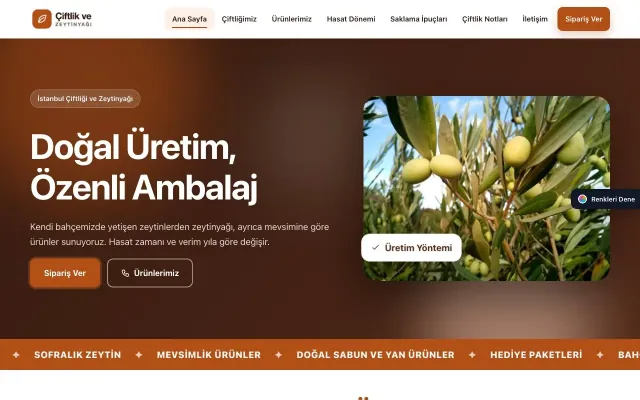 Tarım ve Zeytinyağı için Hareketli Kahve Turuncu – Tarım ve Zeytinyağı Web Sitesi ana sayfa görünümü