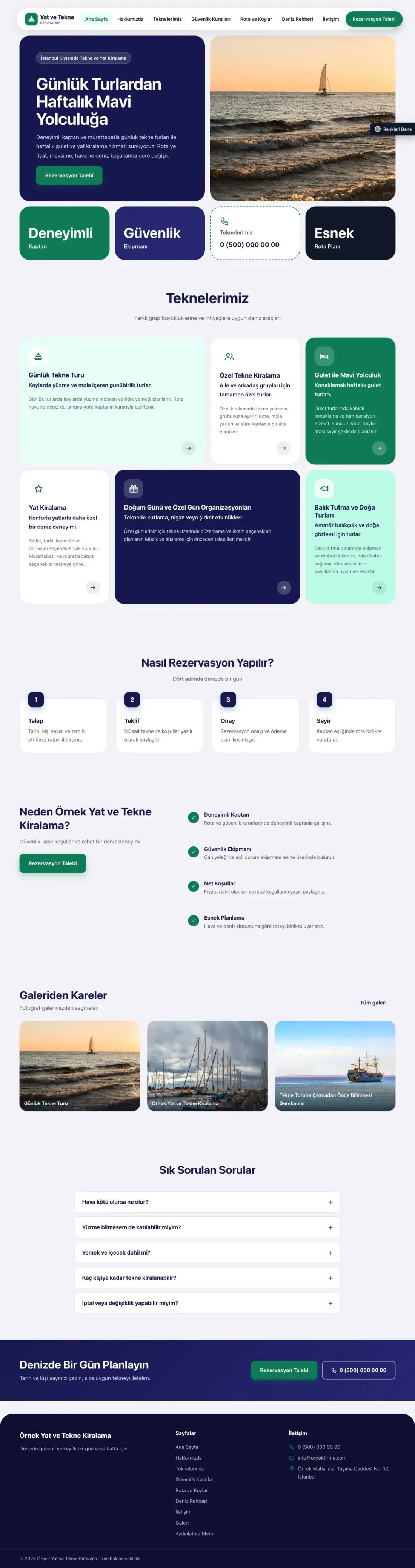 Tekne ve Yat Kiralama için Mozaik Lacivert Turkuaz – Tekne ve Yat Kiralama Web Sitesi ana sayfa görünümü