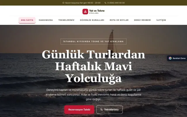 Tekne ve Yat Kiralama için Zigzag Zeytin Kırmızı – Tekne ve Yat Kiralama Web Sitesi ana sayfa görünümü