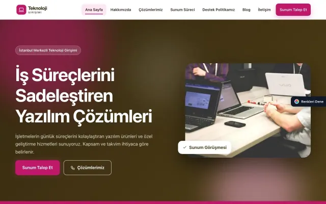 Teknoloji ve Girişim için Hareketli Kahve Pembe – Teknoloji ve Girişim Web Sitesi ana sayfa görünümü