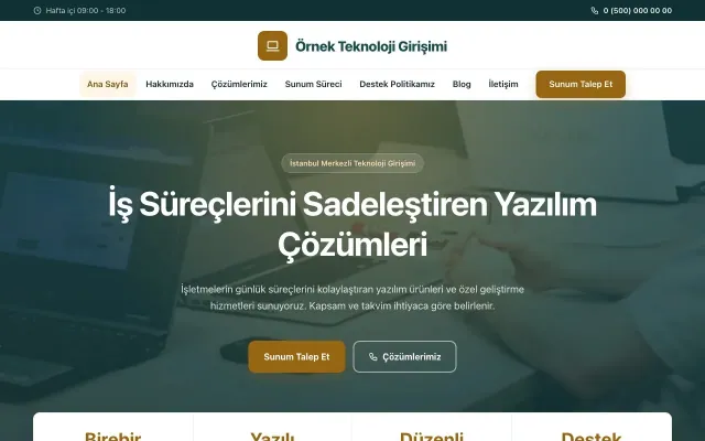 Teknoloji ve Girişim için Merkez Petrol Turuncu – Teknoloji ve Girişim Web Sitesi ana sayfa görünümü