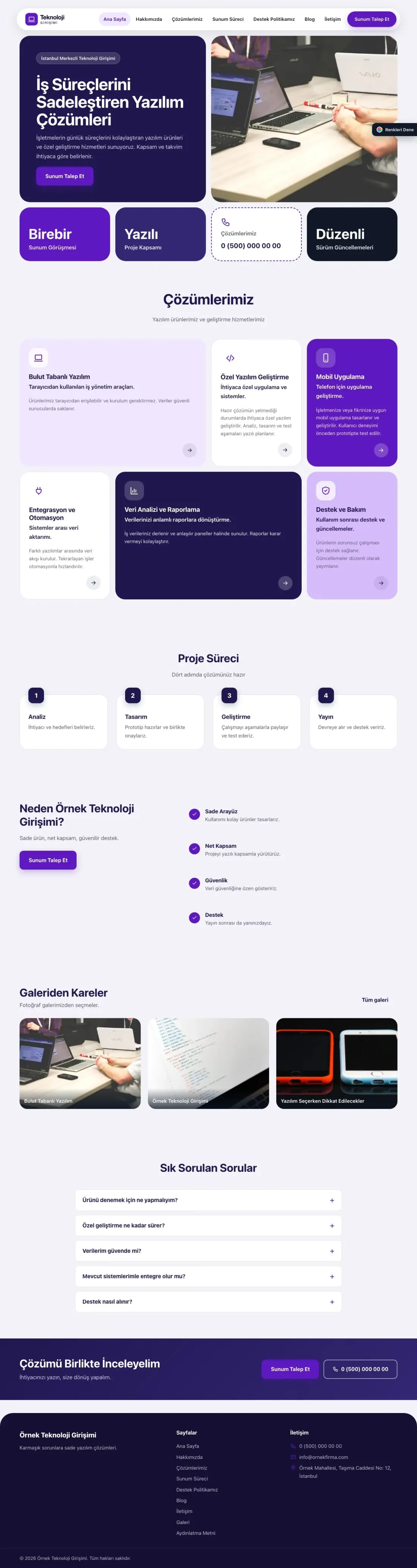 Teknoloji ve Girişim için Mozaik Lacivert Mor – Teknoloji ve Girişim Web Sitesi ana sayfa görünümü