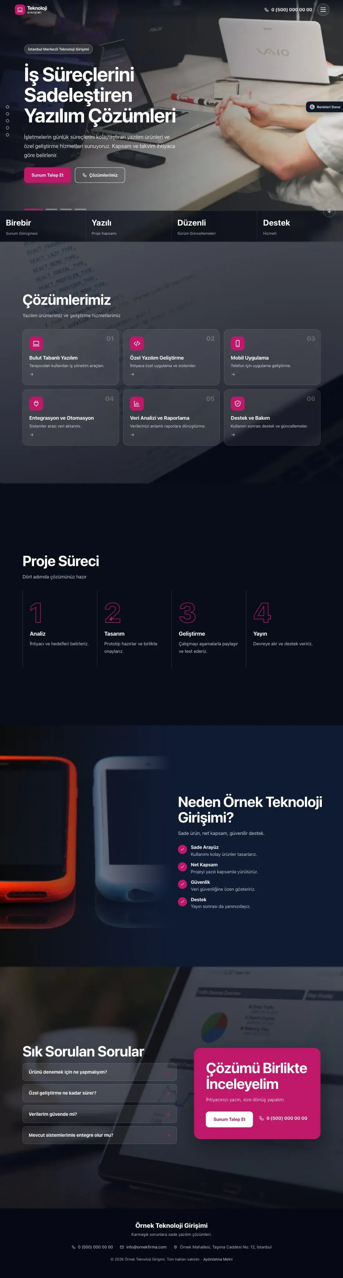 Teknoloji ve Girişim için Tam Ekran Mavi Pembe – Teknoloji ve Girişim Web Sitesi ana sayfa görünümü