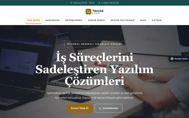 Teknoloji ve Girişim için Zigzag Petrol Turuncu – Teknoloji ve Girişim Web Sitesi ana sayfa görünümü