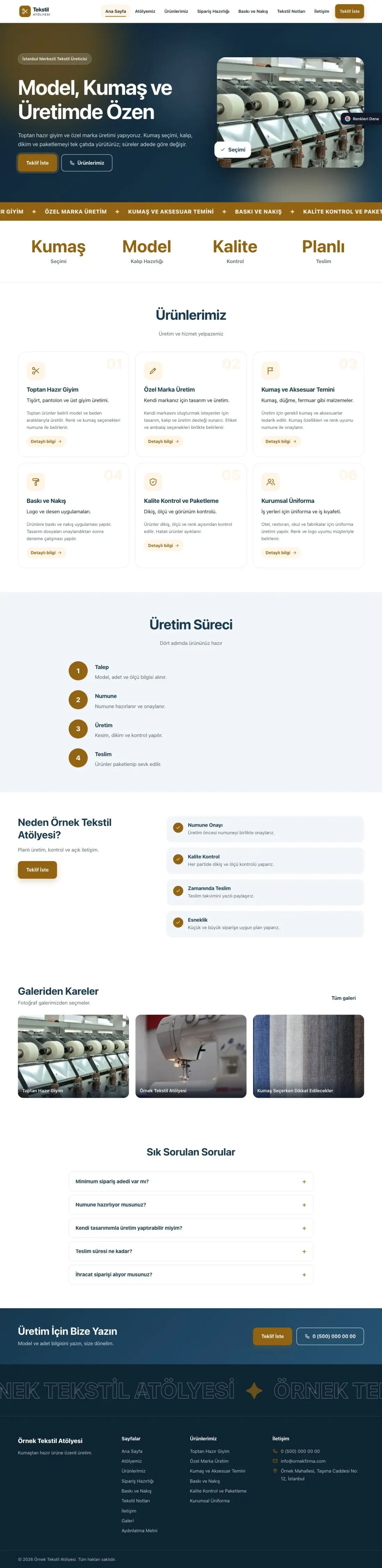 Tekstil için Hareketli Mavi Turuncu – Tekstil Web Sitesi ana sayfa görünümü