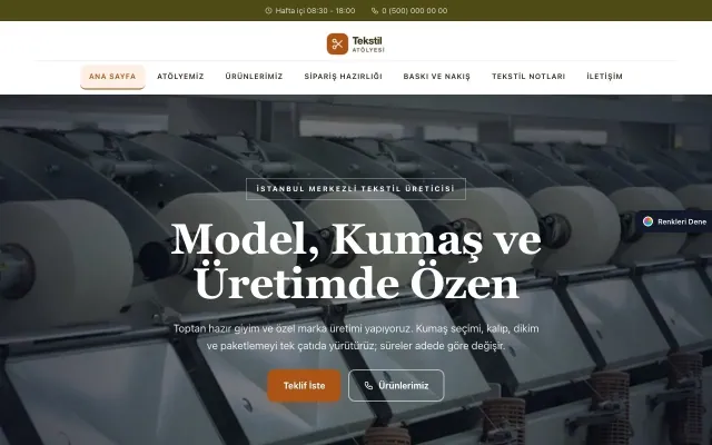 Tekstil için Zigzag Zeytin Turuncu – Tekstil Web Sitesi ana sayfa görünümü