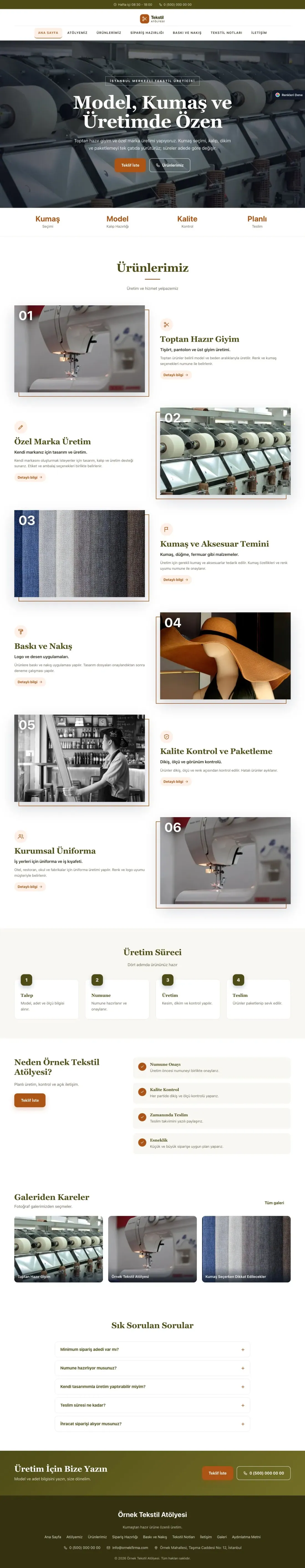 Tekstil için Zigzag Zeytin Turuncu – Tekstil Web Sitesi ana sayfa görünümü