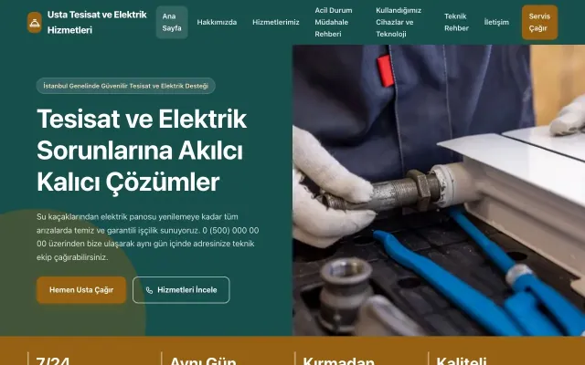 Tesisat ve Elektrik için Blok Petrol Turuncu – Tesisat ve Elektrik Web Sitesi ana sayfa görünümü