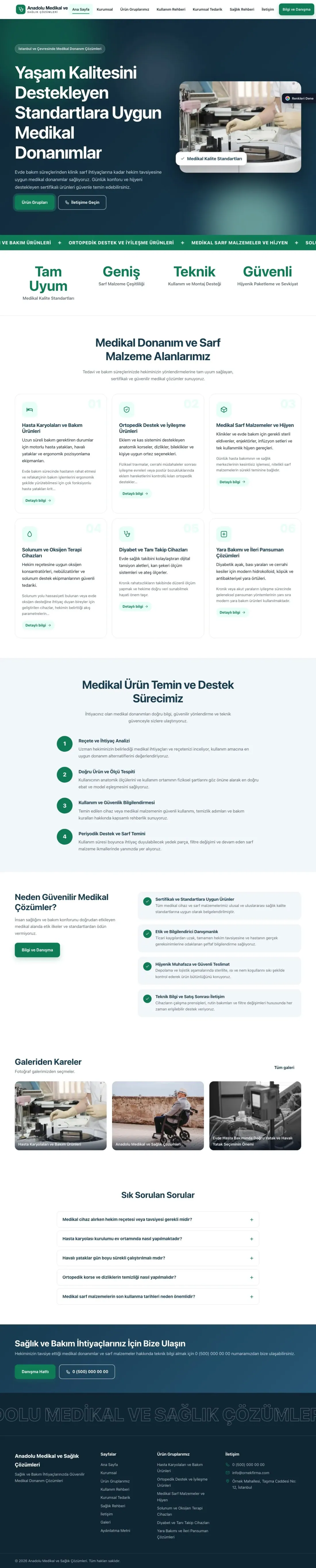 Tıbbi Cihaz ve Medikal için Hareketli Mavi Turkuaz – Tıbbi Cihaz ve Medikal Web Sitesi ana sayfa görünümü