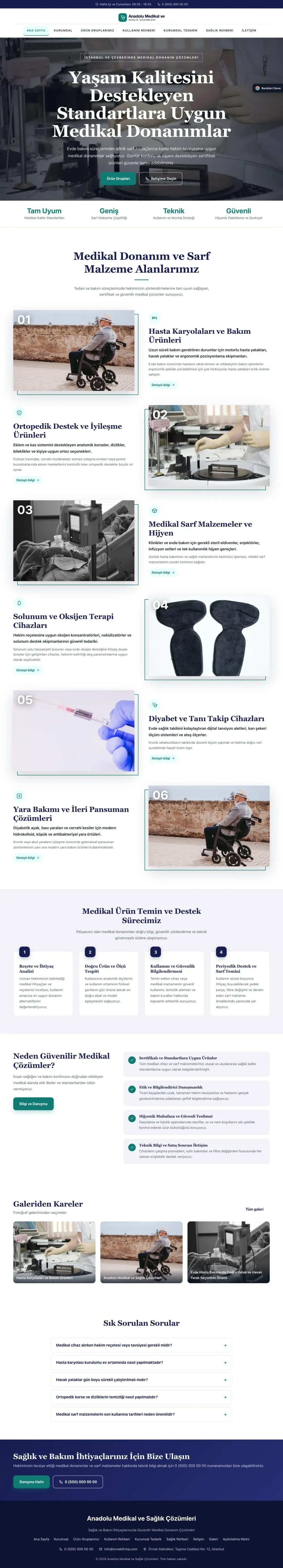 Tıbbi Cihaz ve Medikal için Zigzag Lacivert Turkuaz – Tıbbi Cihaz ve Medikal Web Sitesi ana sayfa görünümü
