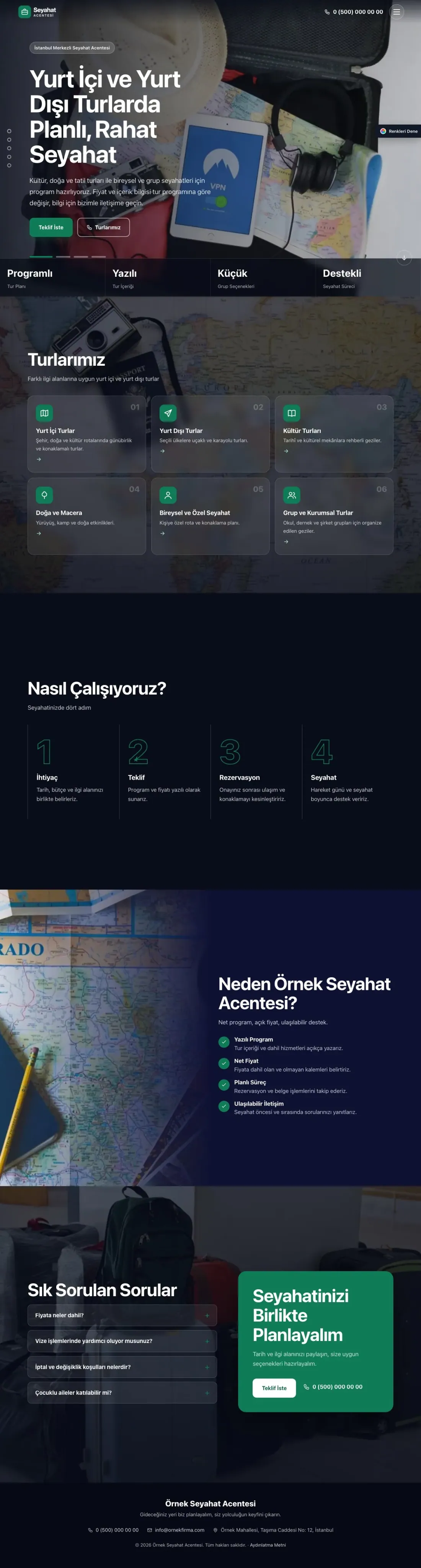 Tur ve Seyahat Acentesi için Tam Ekran Lacivert Turkuaz – Tur ve Seyahat Acentesi Web Sitesi ana sayfa görünümü