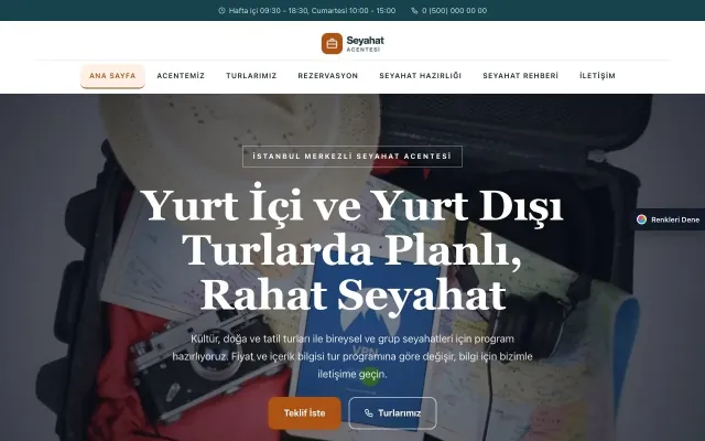 Tur ve Seyahat Acentesi için Zigzag Petrol Turuncu – Tur ve Seyahat Acentesi Web Sitesi ana sayfa görünümü