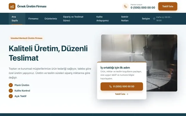 Üretici Firma için Bölünmüş Mavi Turuncu – Üretici Firma Web Sitesi ana sayfa görünümü