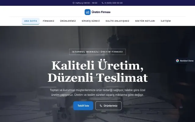 Üretici Firma için Zigzag Lacivert Mavi – Üretici Firma Web Sitesi ana sayfa görünümü