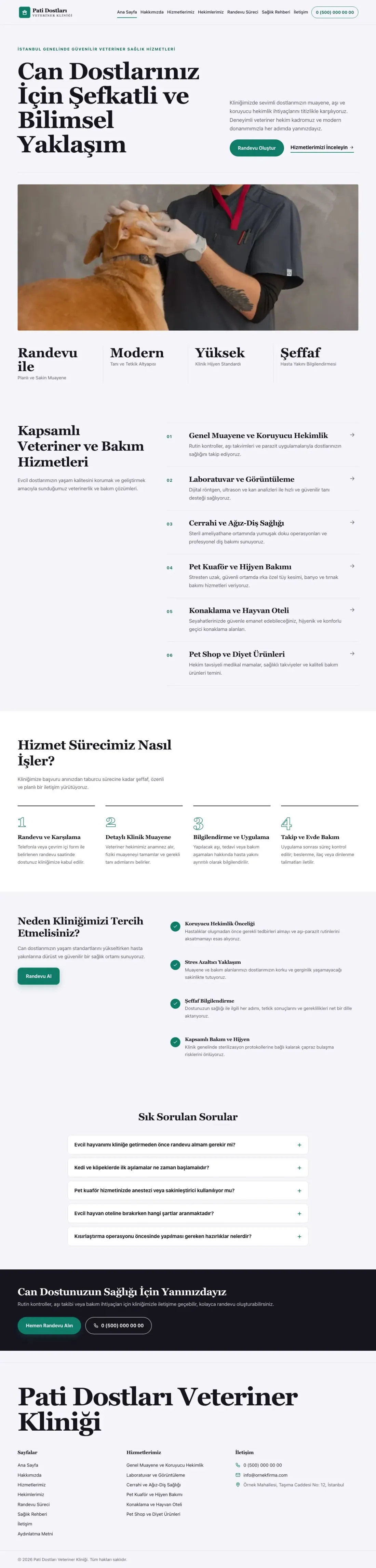 Editoryal Lacivert Turkuaz II – Veteriner Web Sitesi ana sayfa görünümü