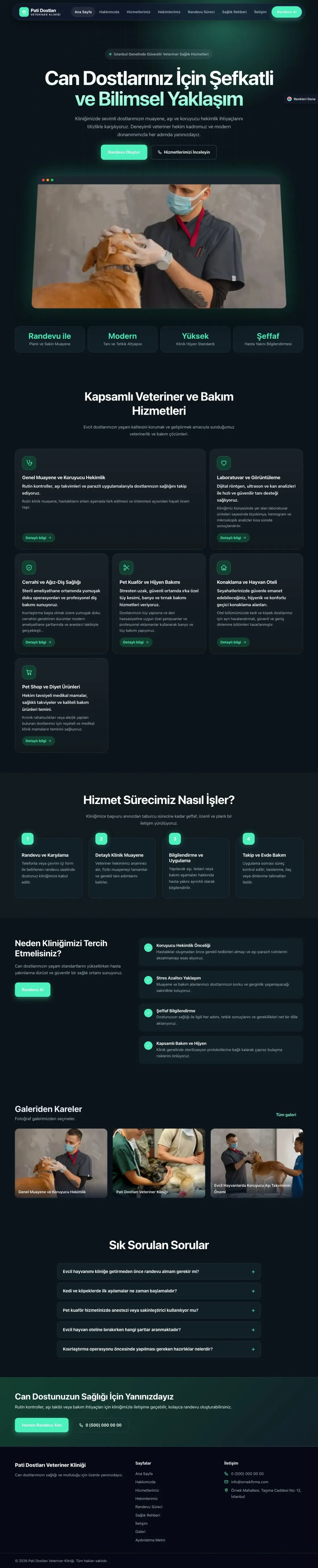 Veteriner için Koyu Modern Mavi Turkuaz – Veteriner Web Sitesi ana sayfa görünümü
