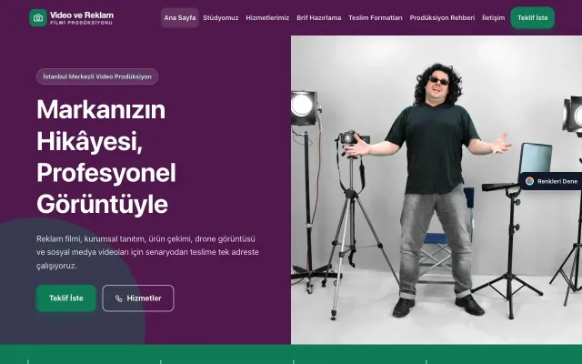 Video ve Reklam Filmi Prodüksiyonu için Blok Erik Turkuaz – Video ve Reklam Filmi Prodüksiyonu Web Sitesi ana sayfa görünümü