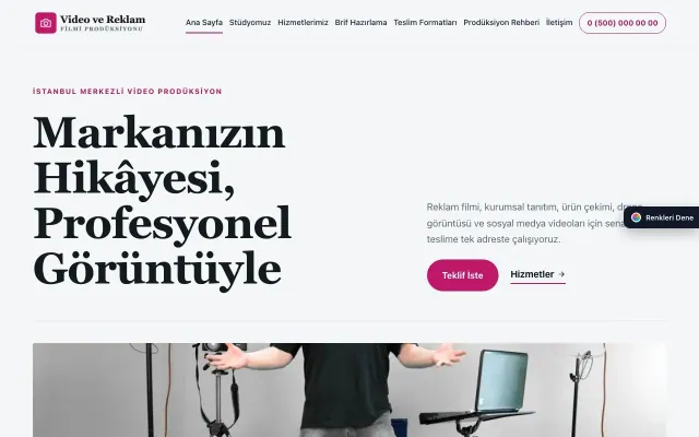 Video ve Reklam Filmi Prodüksiyonu için Dergi Editoryal Mavi Pembe – Video ve Reklam Filmi Prodüksiyonu Web Sitesi ana sayfa görünümü