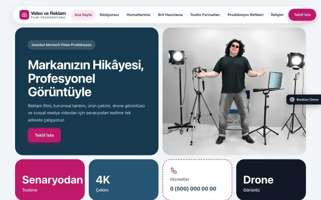 Video ve Reklam Filmi Prodüksiyonu için Mozaik Mavi Pembe – Video ve Reklam Filmi Prodüksiyonu Web Sitesi ana sayfa görünümü