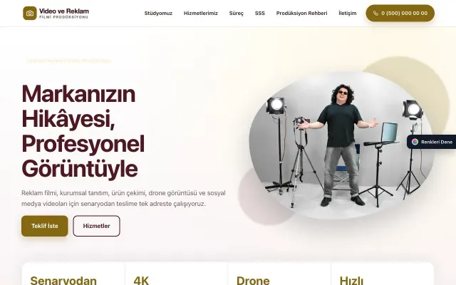 Video ve Reklam Filmi Prodüksiyonu için Tek Sayfa Bordo Amber – Video ve Reklam Filmi Prodüksiyonu Web Sitesi ana sayfa görünümü