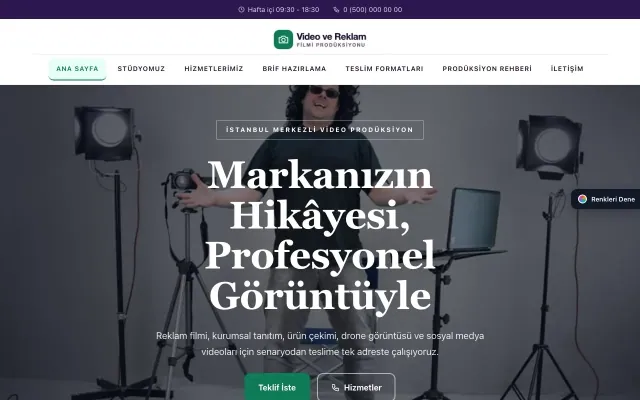 Video ve Reklam Filmi Prodüksiyonu için Zigzag Mor Turkuaz – Video ve Reklam Filmi Prodüksiyonu Web Sitesi ana sayfa görünümü