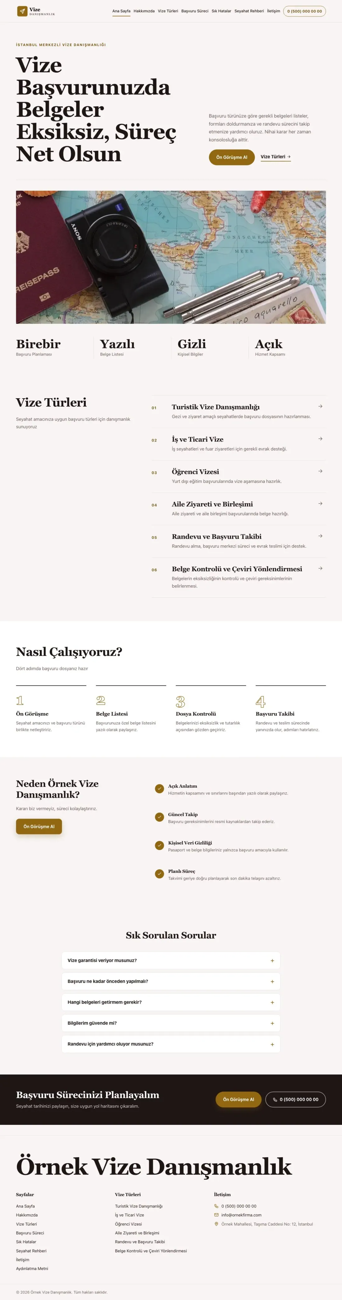 Editoryal Bordo Amber – Vize Danışmanlığı Web Sitesi ana sayfa görünümü