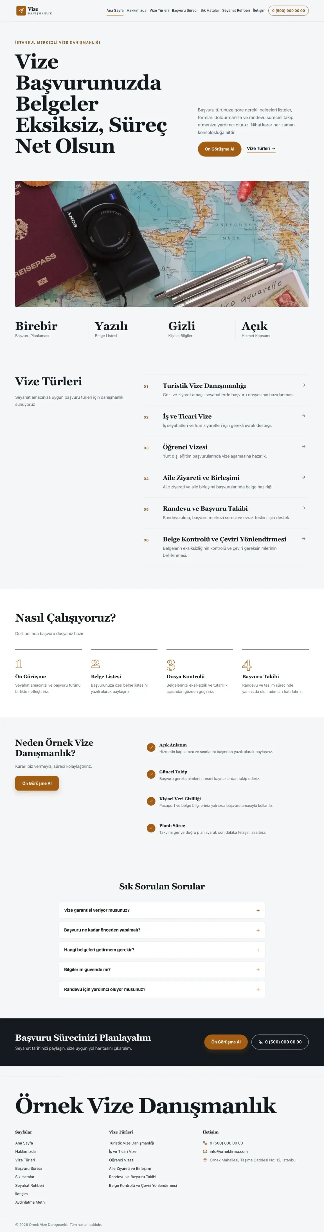 Editoryal Mavi Turuncu – Vize Danışmanlığı Web Sitesi ana sayfa görünümü